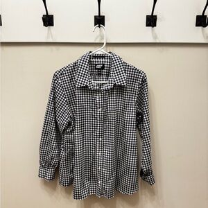Lands' End Women’s Navy and White Button Down Shirt